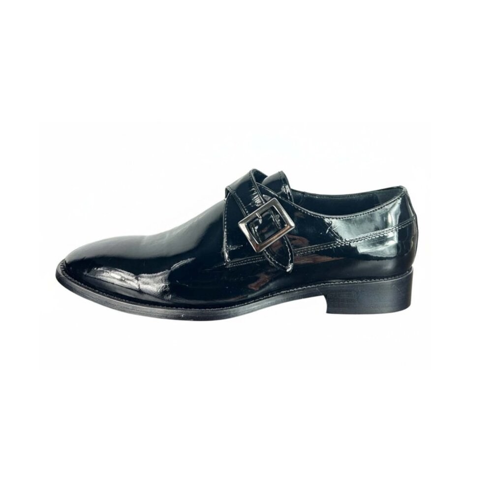 Vito Men’s Black Pattern Monk Strap – Italian Leather Dress Shoes